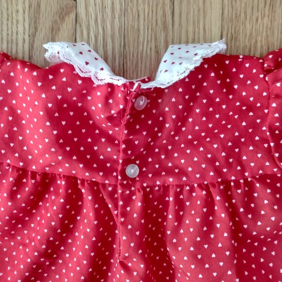 Vintage Baby Dress Red White Hearts Size 24 Months - Picture 6 of 12